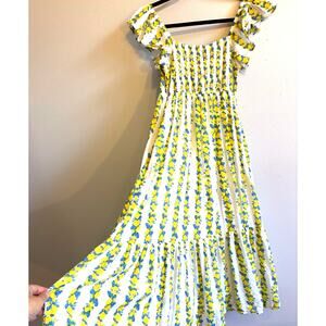 Olivia James yellow Floral Tiered Maxi Dress Cottage Prairie Boho Tuckernuck XS